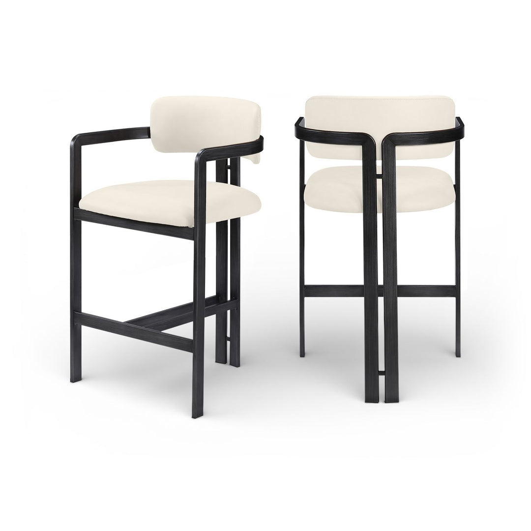 Aurum Cream Vegan Leather Upholstered Counter Stool