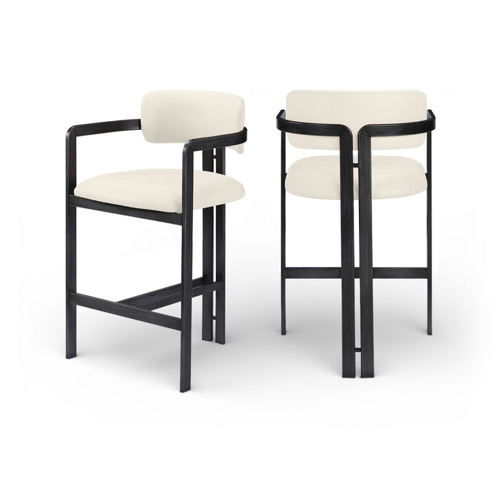 Aurum Cream Vegan Leather Upholstered Counter Stool