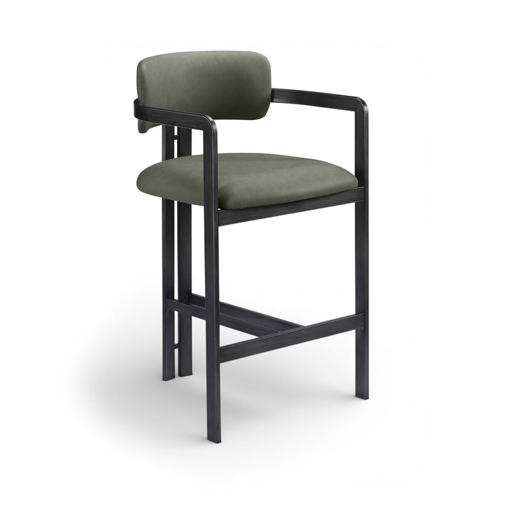 Aurum Vegan Leather Upholstered Counter Stool — Green / Graphite Black