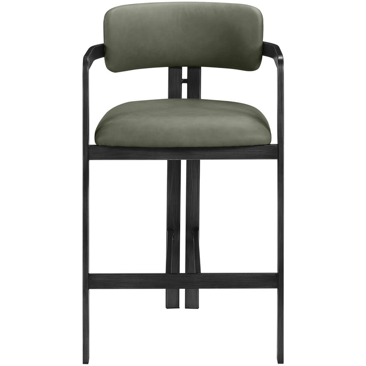 Aurum Vegan Leather Upholstered Counter Stool — Green / Graphite Black