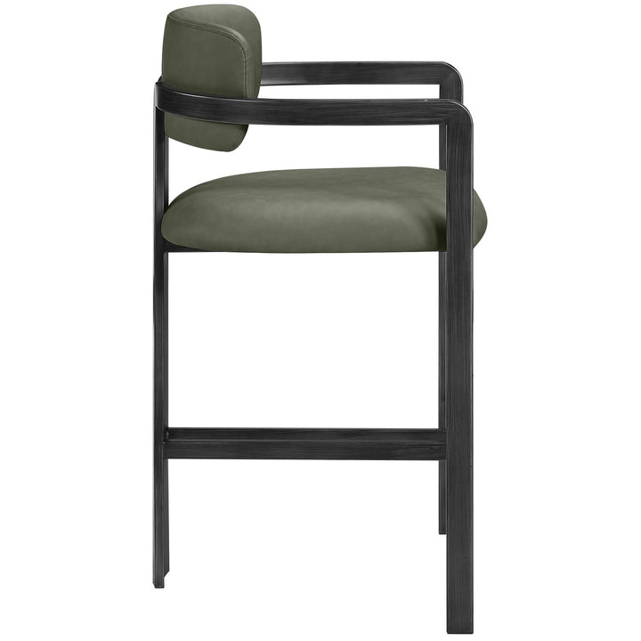 Aurum Vegan Leather Upholstered Counter Stool — Green / Graphite Black