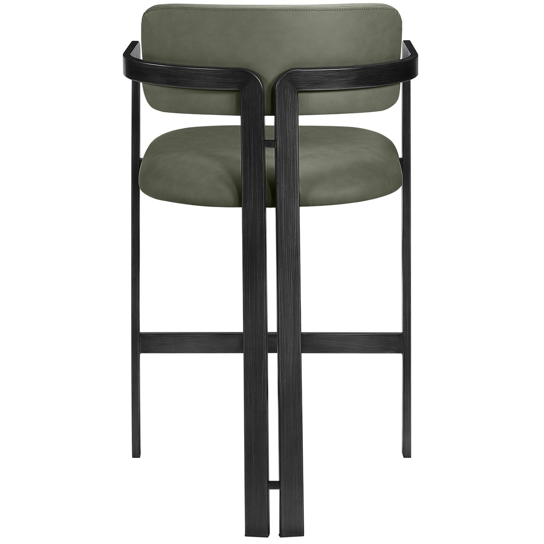 Aurum Vegan Leather Upholstered Counter Stool — Green / Graphite Black
