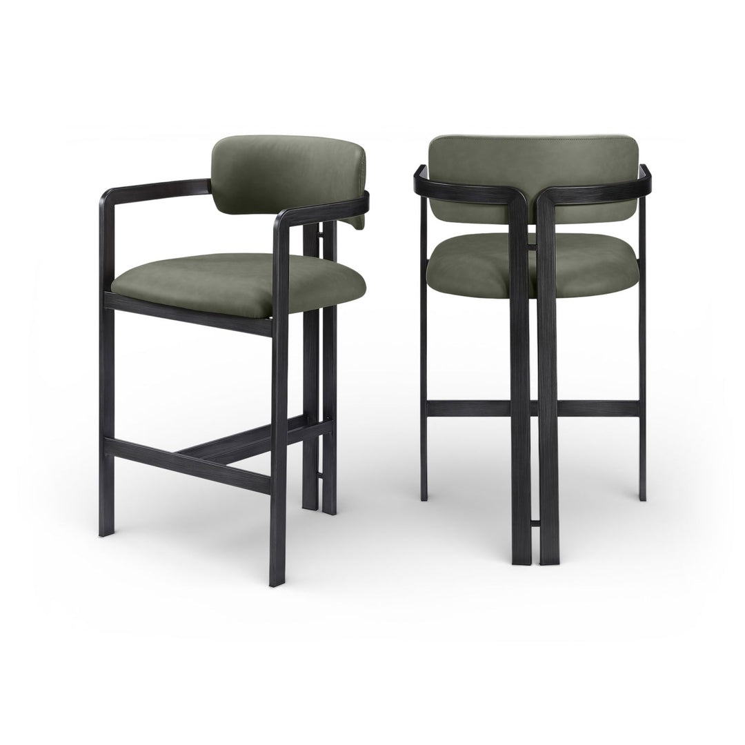 Aurum Green Vegan Leather Upholstered Counter Stool