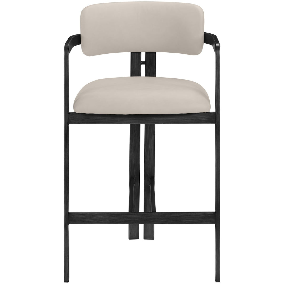 Aurum Vegan Leather Upholstered Counter Stool — Taupe / Graphite Black
