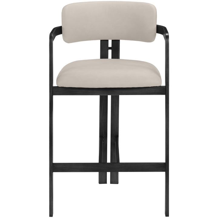 Aurum Vegan Leather Upholstered Counter Stool — Taupe / Graphite Black