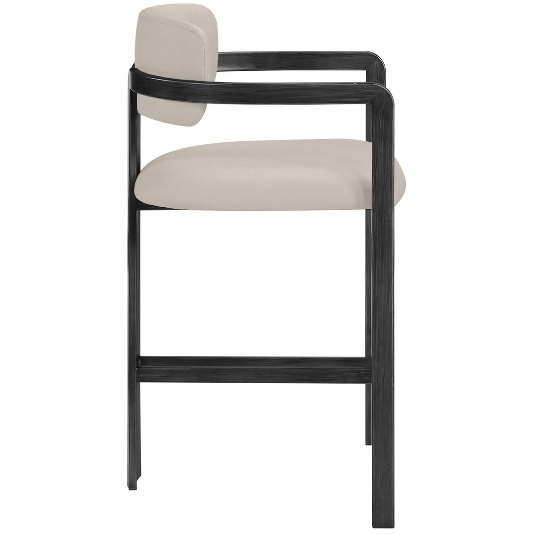 Aurum Vegan Leather Upholstered Counter Stool — Taupe / Graphite Black