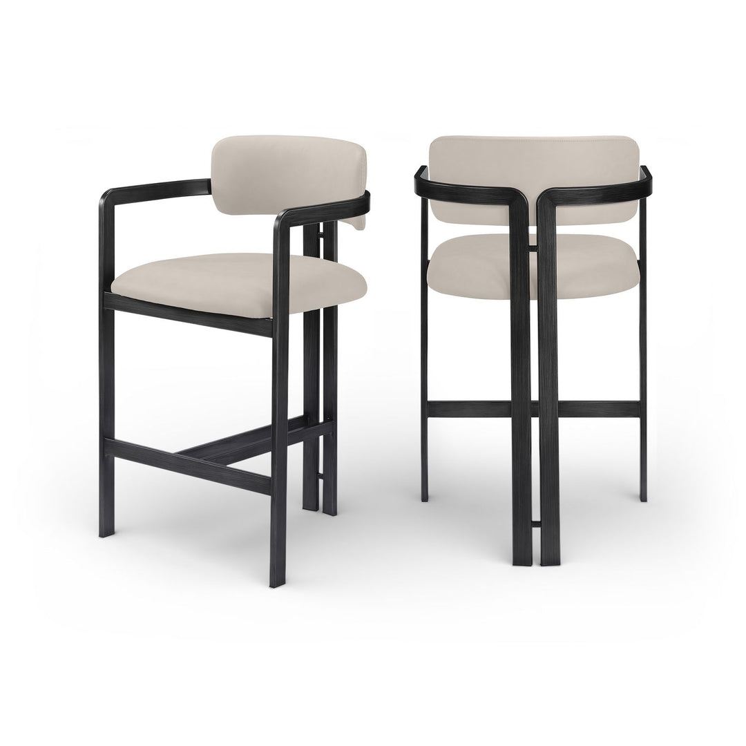 Aurum Taupe Vegan Leather Upholstered Counter Stool
