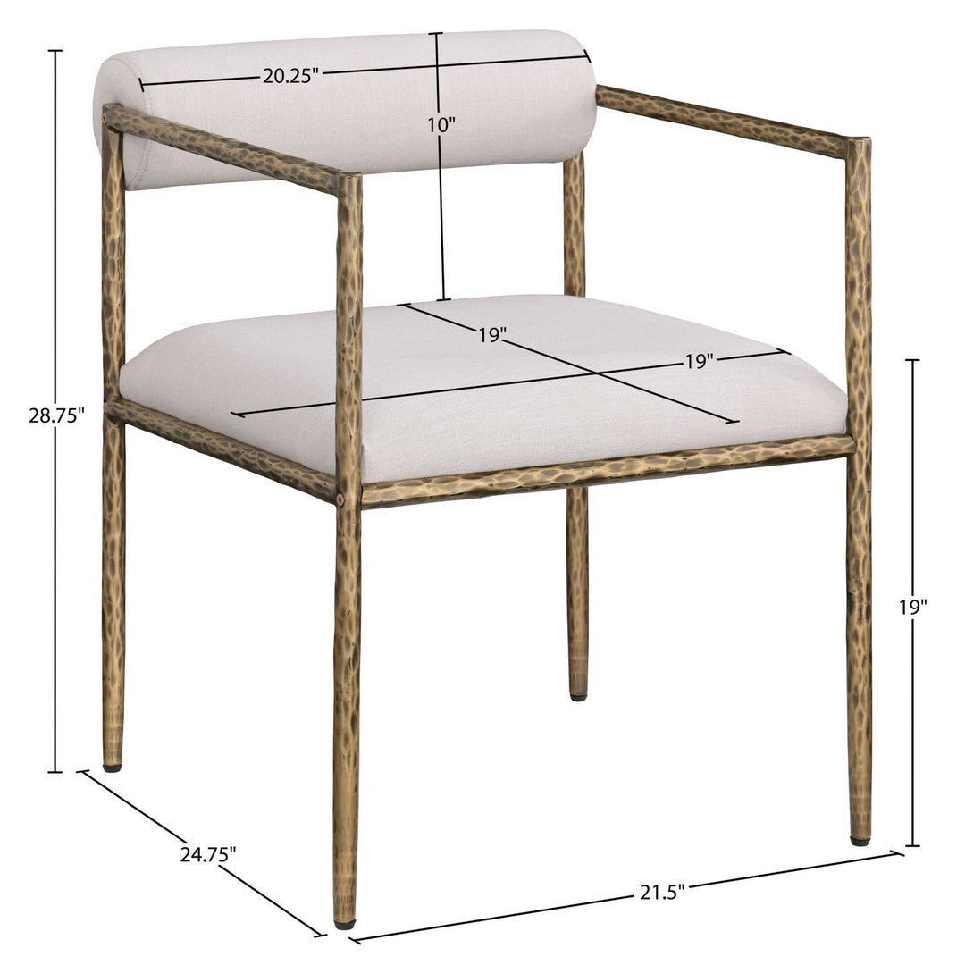 Axis Linen Textured Fabric Upholstered Dining Chair — Beige / Powder Coated Brushed Brass