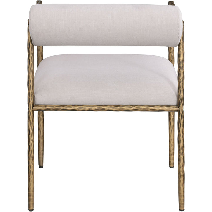 Axis Linen Textured Fabric Upholstered Dining Chair — Beige / Powder Coated Brushed Brass