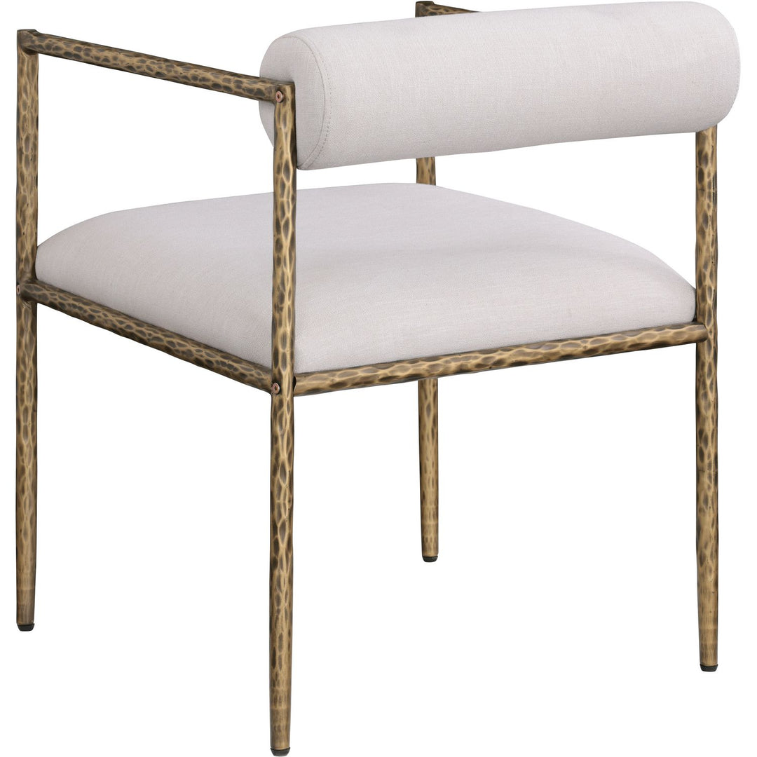 Axis Linen Textured Fabric Upholstered Dining Chair — Beige / Powder Coated Brushed Brass
