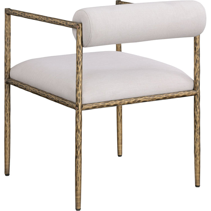 Axis Linen Textured Fabric Upholstered Dining Chair — Beige / Powder Coated Brushed Brass