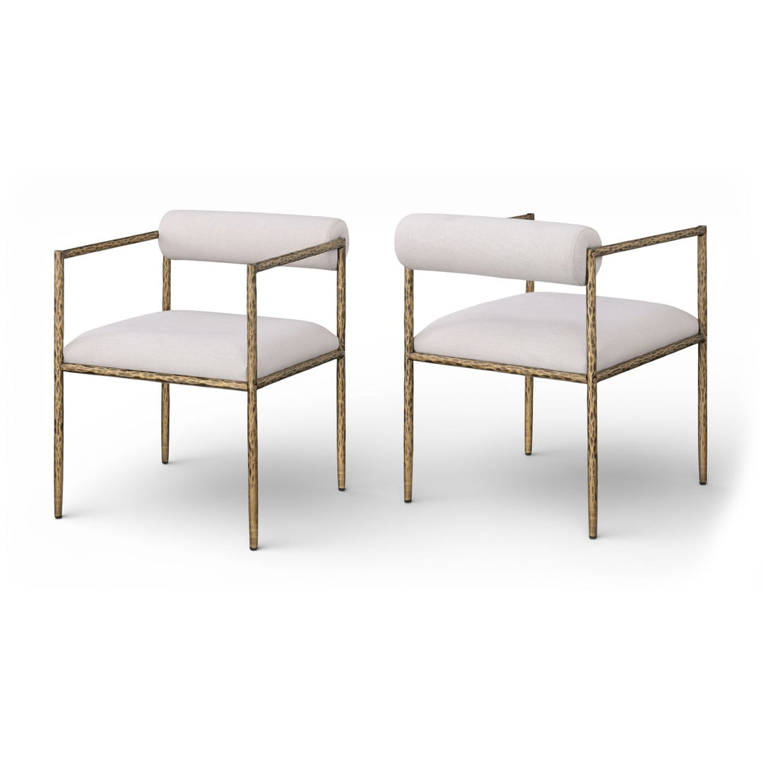 Axis Beige Linen Textured Fabric Upholstered Dining Chair