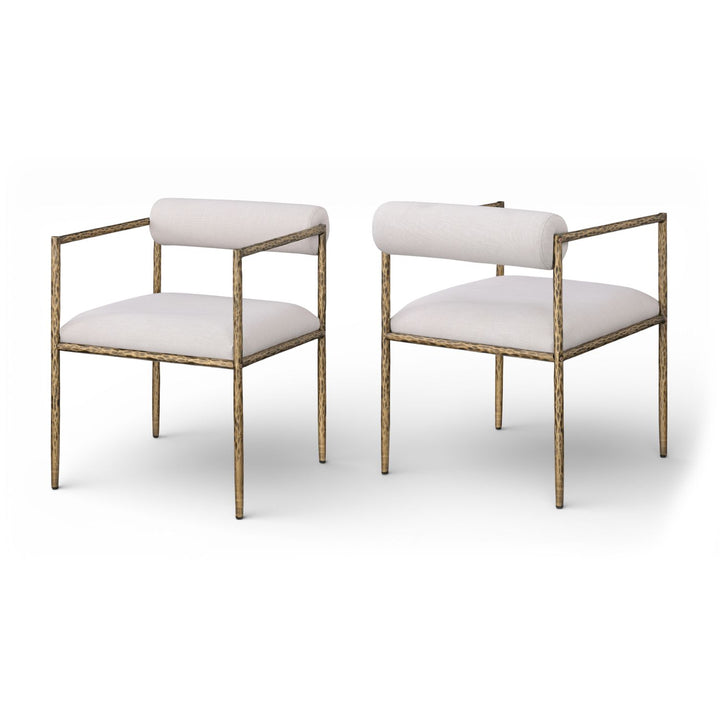 Axis Beige Linen Textured Fabric Upholstered Dining Chair