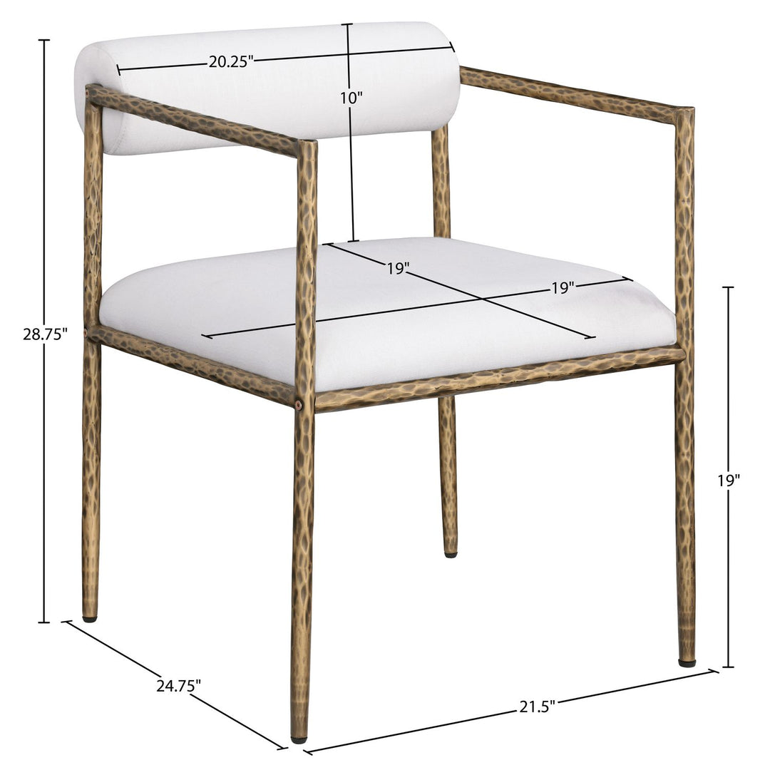 Axis Linen Textured Fabric Upholstered Dining Chair — Cream / Powder Coated Brushed Brass
