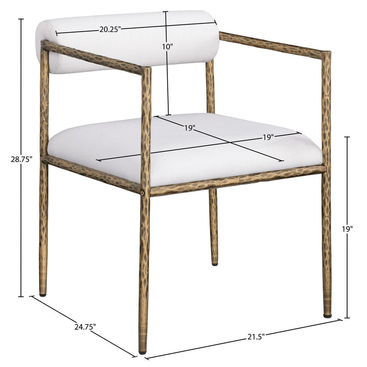 Axis Linen Textured Fabric Upholstered Dining Chair — Cream / Powder Coated Brushed Brass