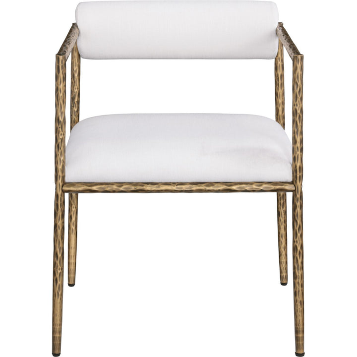 Axis Linen Textured Fabric Upholstered Dining Chair — Cream / Powder Coated Brushed Brass