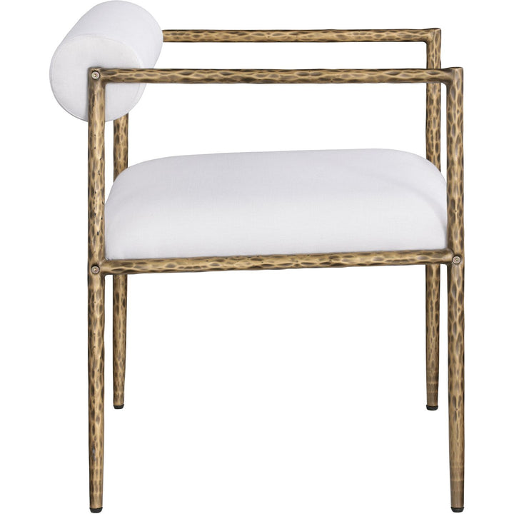 Axis Linen Textured Fabric Upholstered Dining Chair — Cream / Powder Coated Brushed Brass