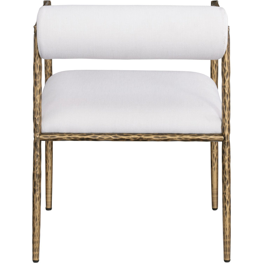 Axis Linen Textured Fabric Upholstered Dining Chair — Cream / Powder Coated Brushed Brass