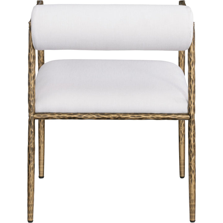 Axis Linen Textured Fabric Upholstered Dining Chair — Cream / Powder Coated Brushed Brass