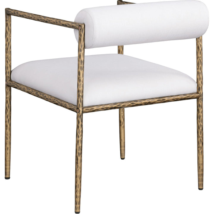 Axis Linen Textured Fabric Upholstered Dining Chair — Cream / Powder Coated Brushed Brass