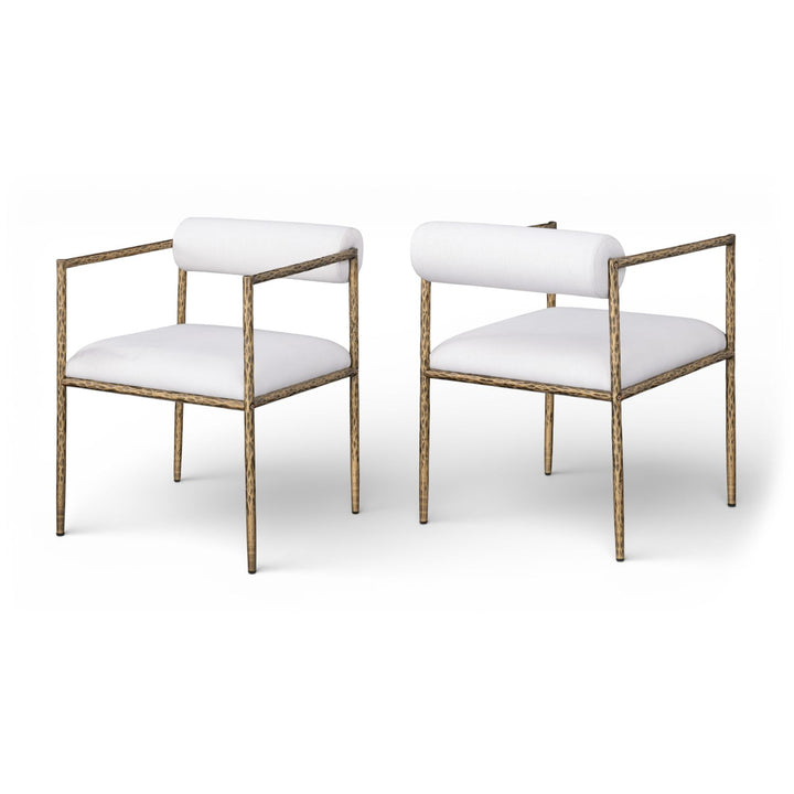 Axis Cream Linen Textured Fabric Upholstered Dining Chair