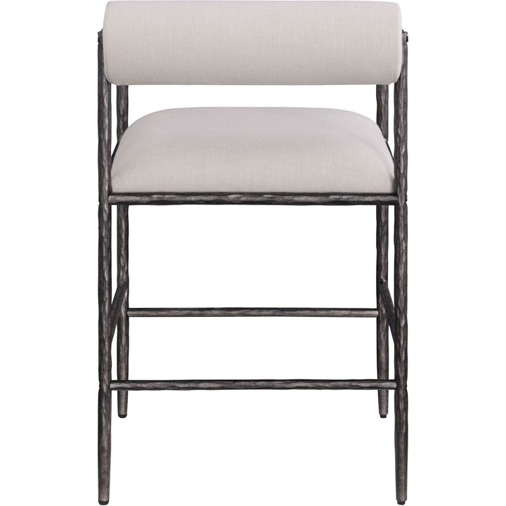 Axis Linen Textured Fabric Upholstered Counter Stool — Beige / Powder Coated Antique Black