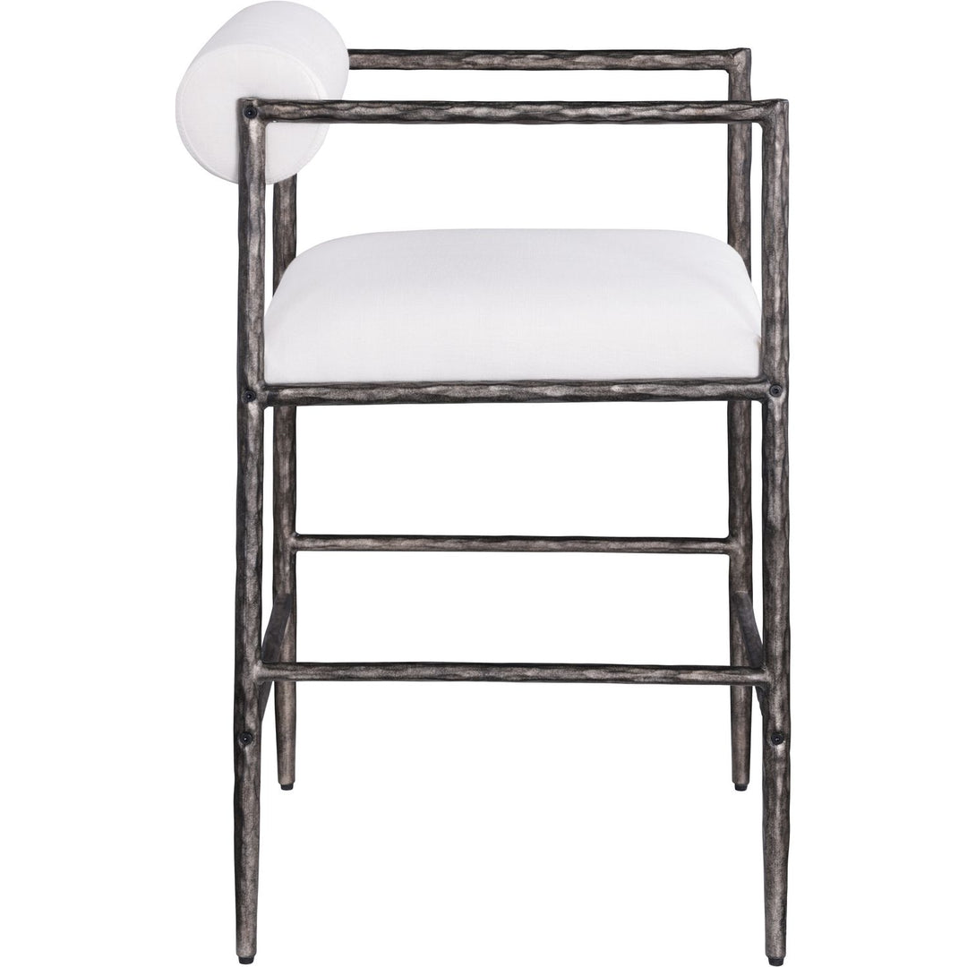 Axis Linen Textured Fabric Upholstered Counter Stool — Cream / Powder Coated Antique Black