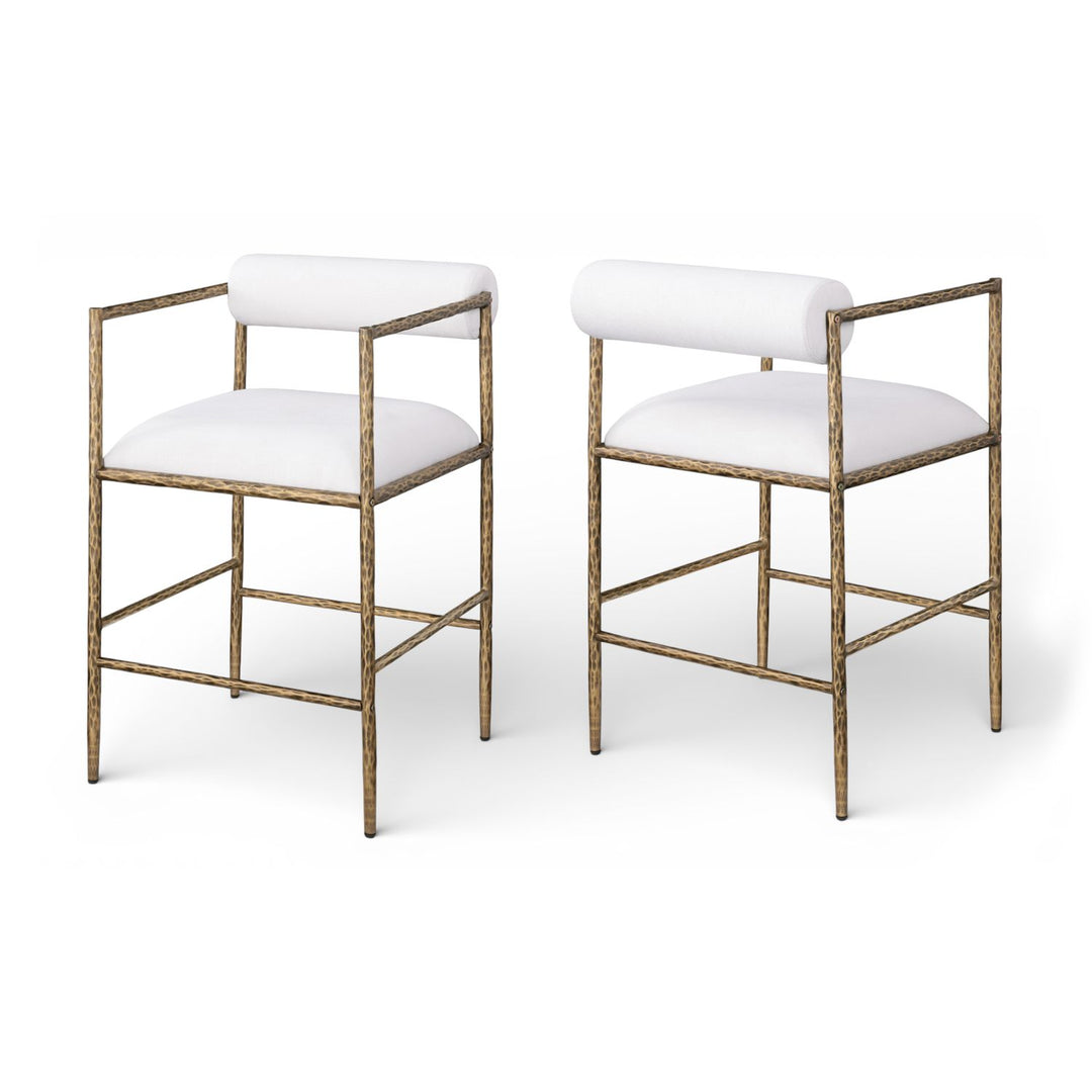 Axis Cream Linen Textured Fabric Upholstered Counter Stool