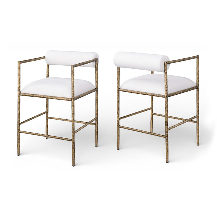 Axis Cream Linen Textured Fabric Upholstered Counter Stool