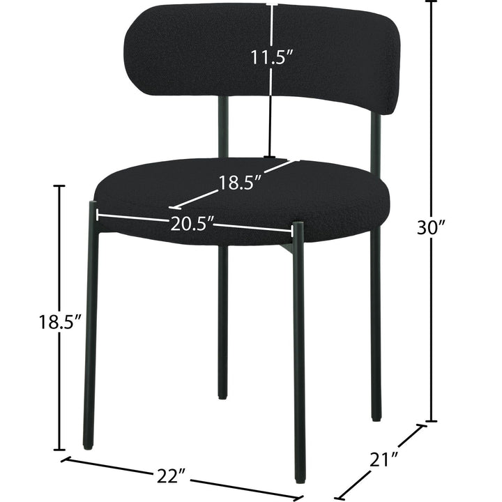 Beacon Boucle Fabric Upholstered Dining Chair — Black / Matte Black