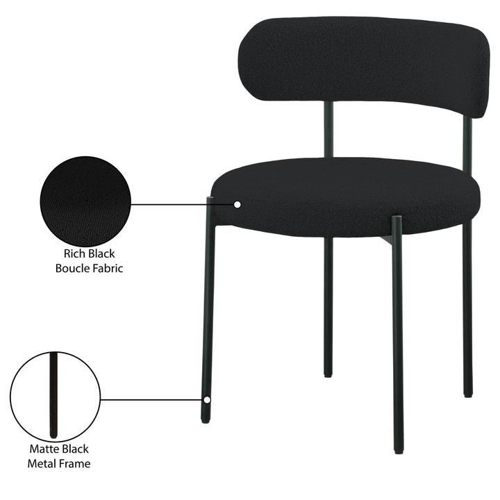 Beacon Boucle Fabric Upholstered Dining Chair — Black / Matte Black