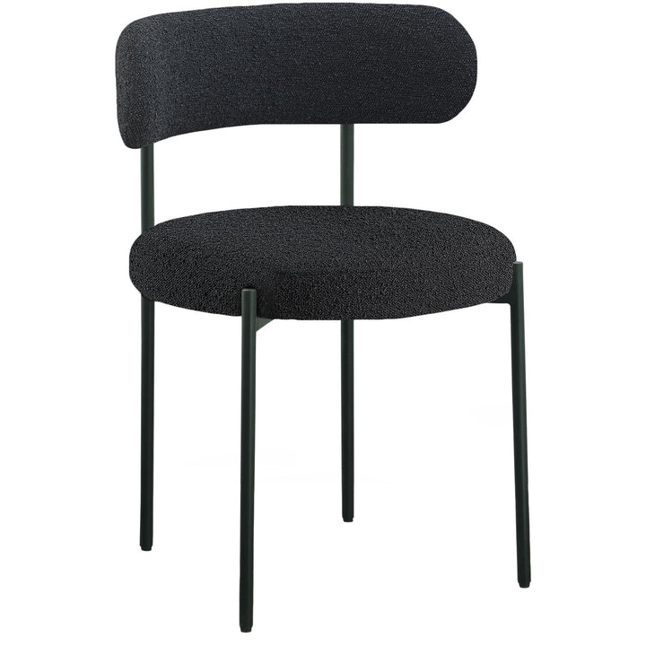 Beacon Boucle Fabric Upholstered Dining Chair — Black / Matte Black