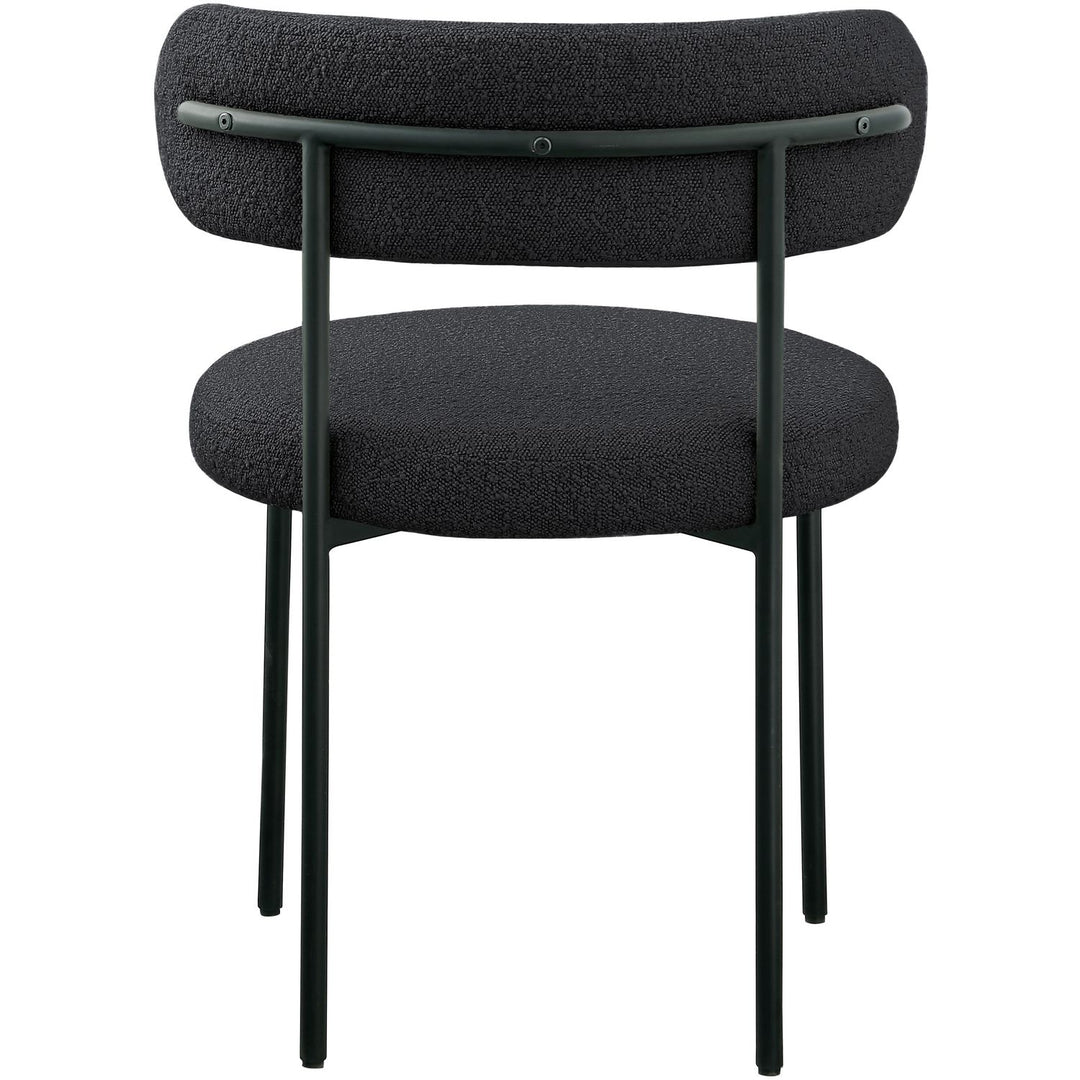 Beacon Boucle Fabric Upholstered Dining Chair — Black / Matte Black