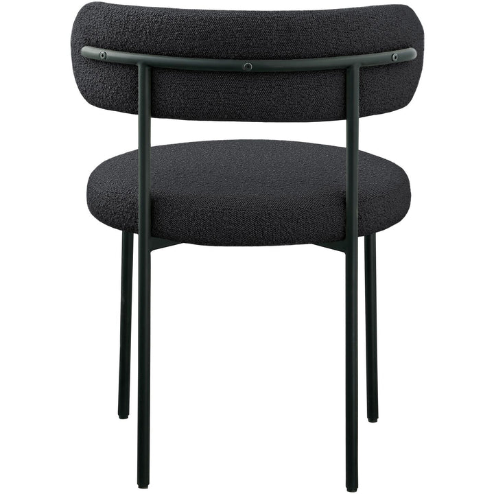 Beacon Boucle Fabric Upholstered Dining Chair — Black / Matte Black