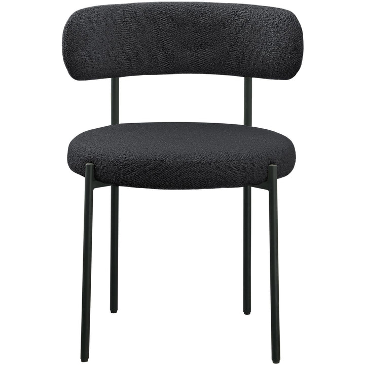 Beacon Boucle Fabric Upholstered Dining Chair — Black / Matte Black