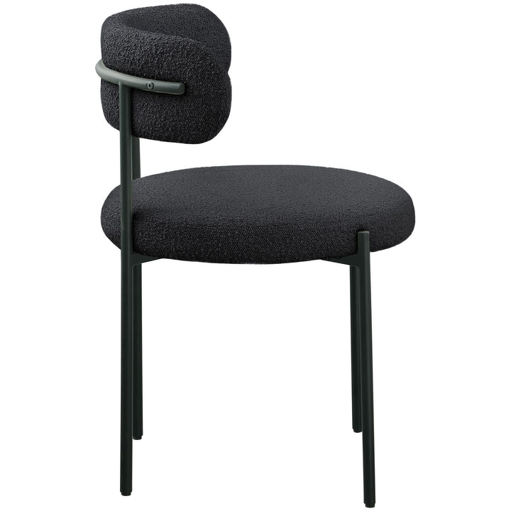 Beacon Boucle Fabric Upholstered Dining Chair — Black / Matte Black