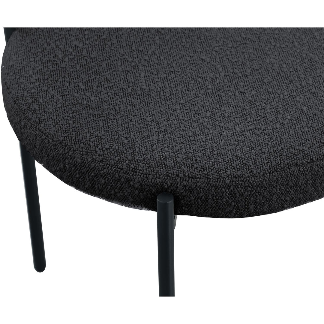 Beacon Boucle Fabric Upholstered Dining Chair — Black / Matte Black