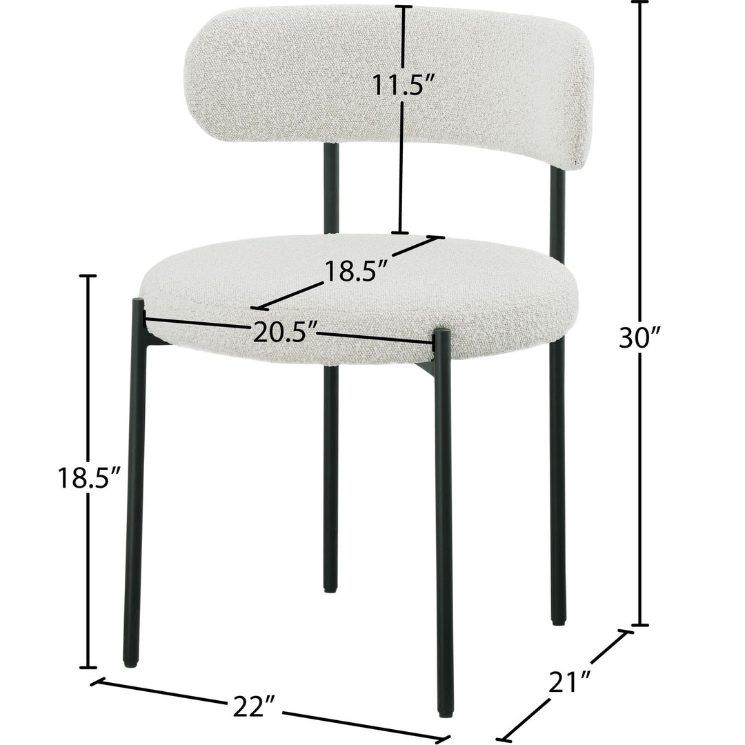 Beacon Boucle Fabric Upholstered Dining Chair — Cream / Matte Black
