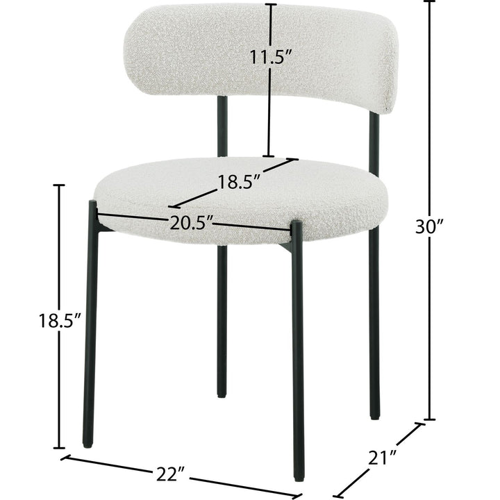 Beacon Boucle Fabric Upholstered Dining Chair — Cream / Matte Black