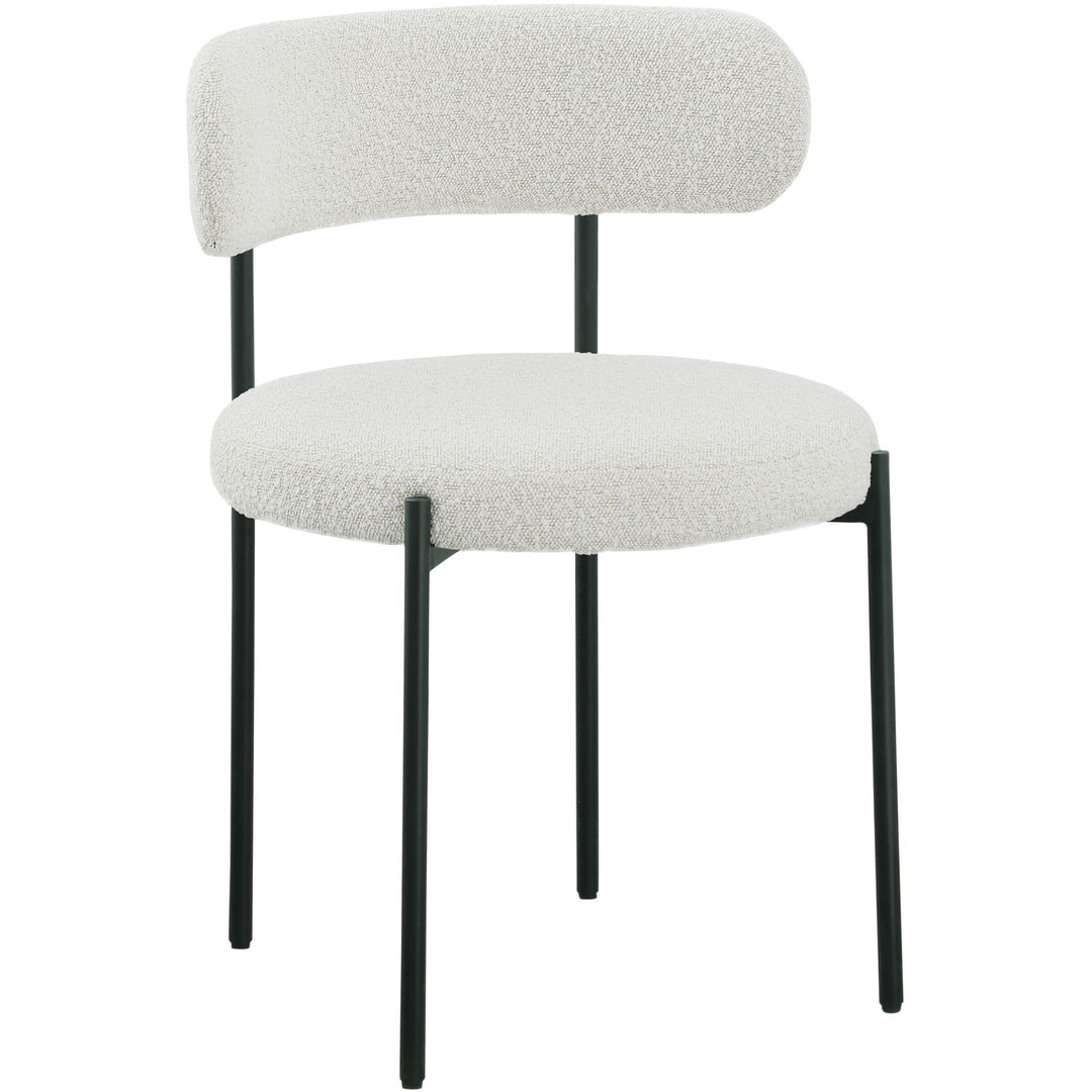 Beacon Boucle Fabric Upholstered Dining Chair — Cream / Matte Black