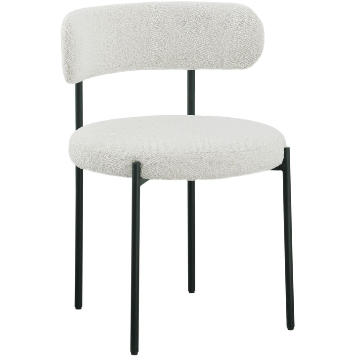 Beacon Boucle Fabric Upholstered Dining Chair — Cream / Matte Black