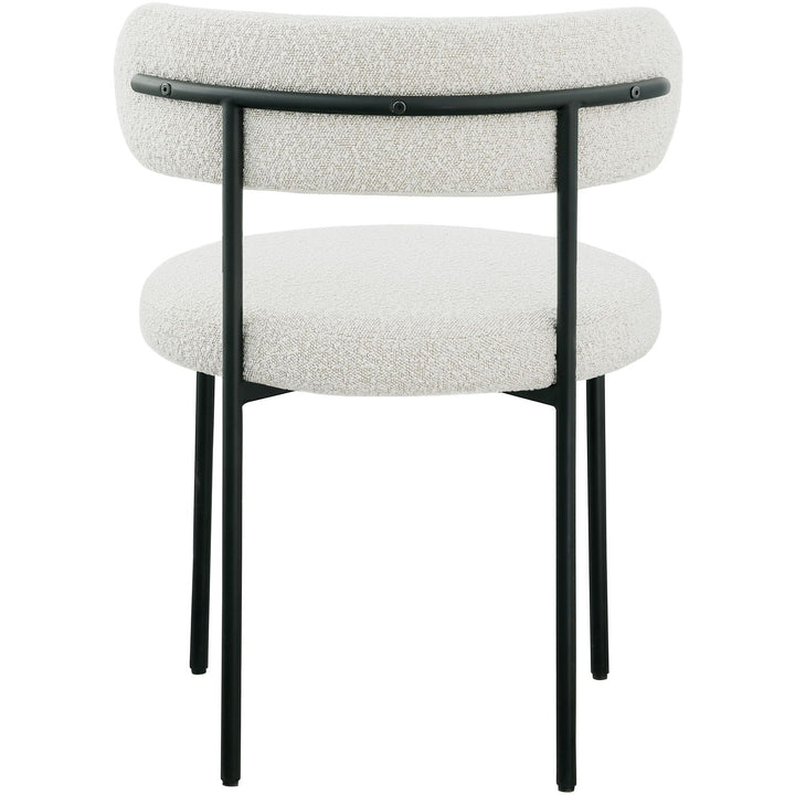 Beacon Boucle Fabric Upholstered Dining Chair — Cream / Matte Black