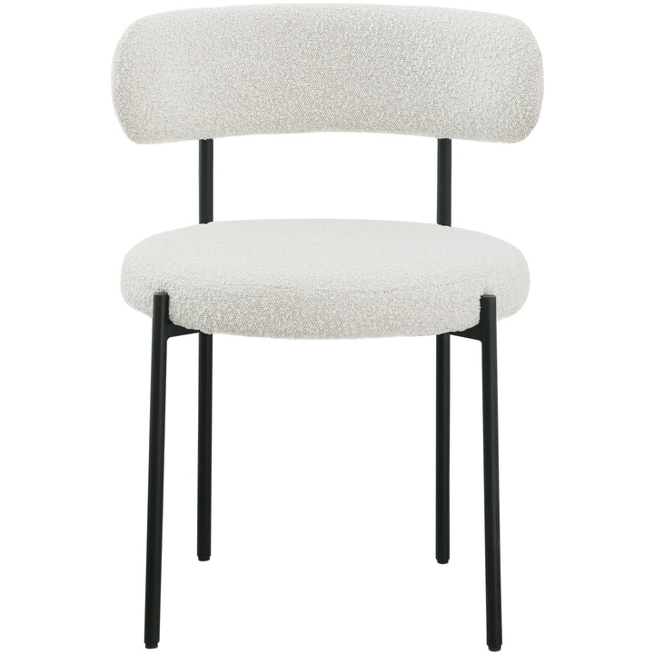 Beacon Boucle Fabric Upholstered Dining Chair — Cream / Matte Black