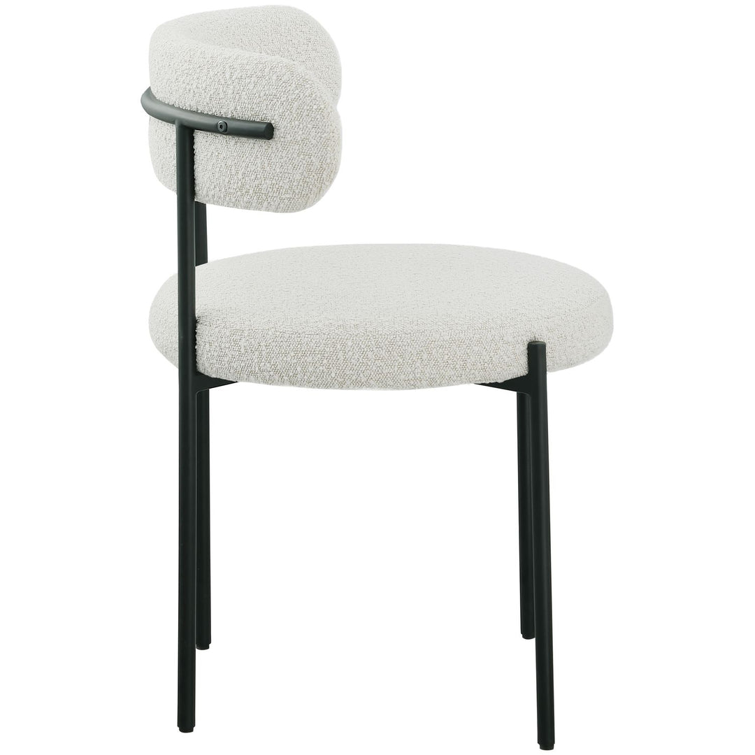 Beacon Boucle Fabric Upholstered Dining Chair — Cream / Matte Black