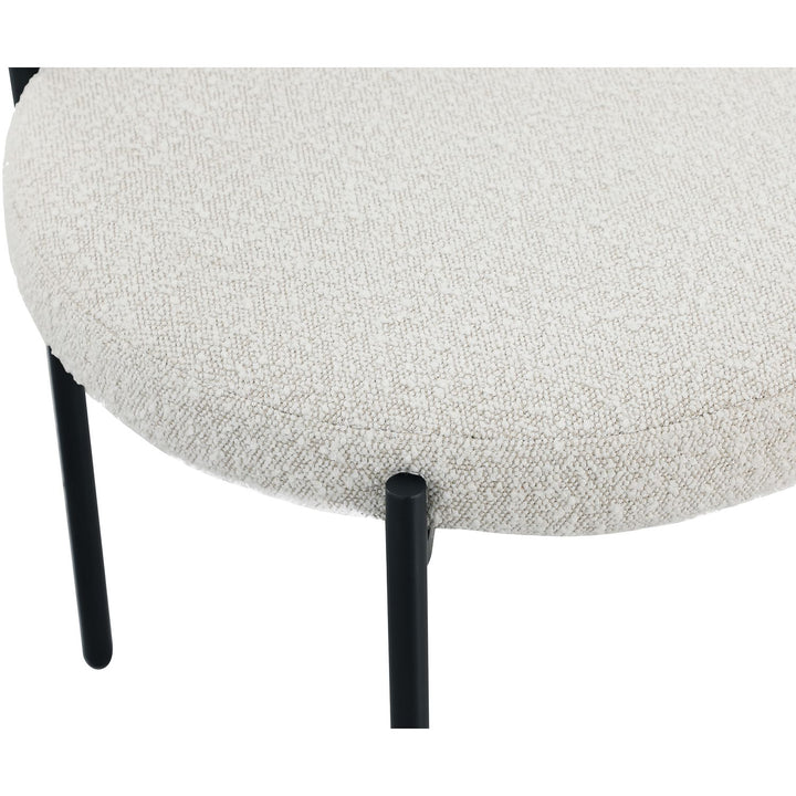 Beacon Boucle Fabric Upholstered Dining Chair — Cream / Matte Black