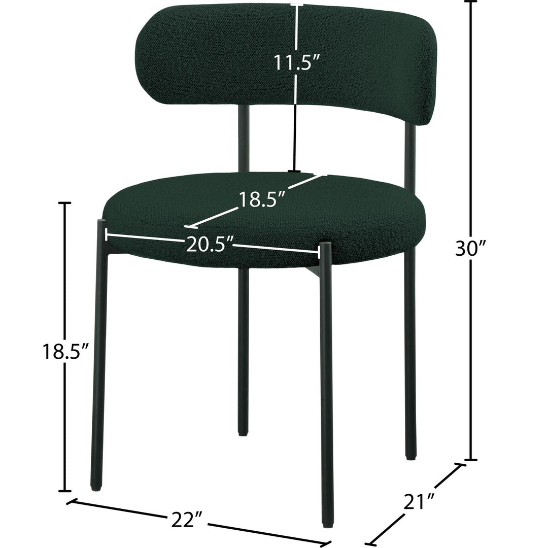 Beacon Boucle Fabric Upholstered Dining Chair — Green / Matte Black