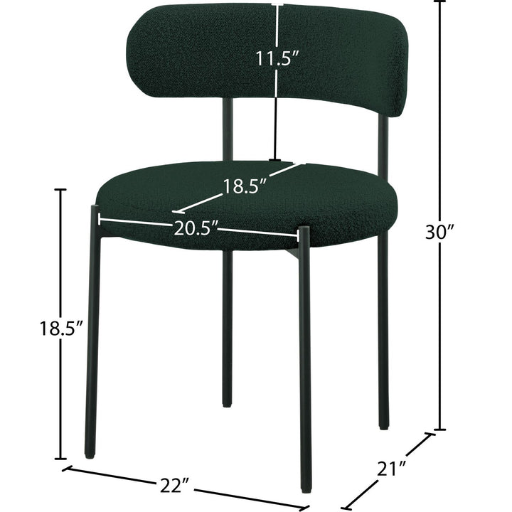 Beacon Boucle Fabric Upholstered Dining Chair — Green / Matte Black