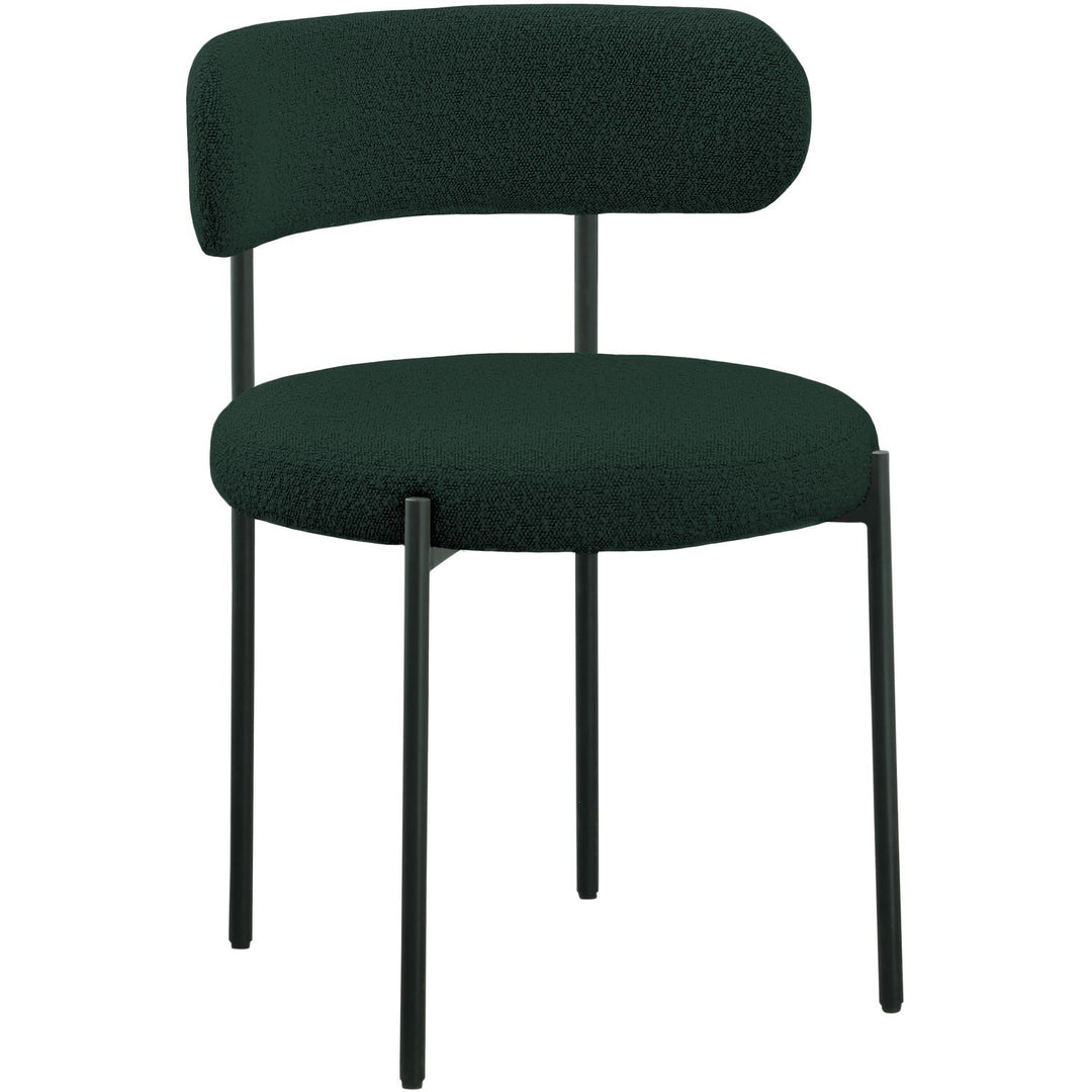 Beacon Boucle Fabric Upholstered Dining Chair — Green / Matte Black