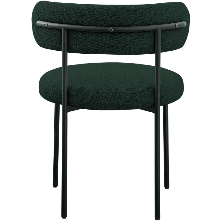Beacon Boucle Fabric Upholstered Dining Chair — Green / Matte Black