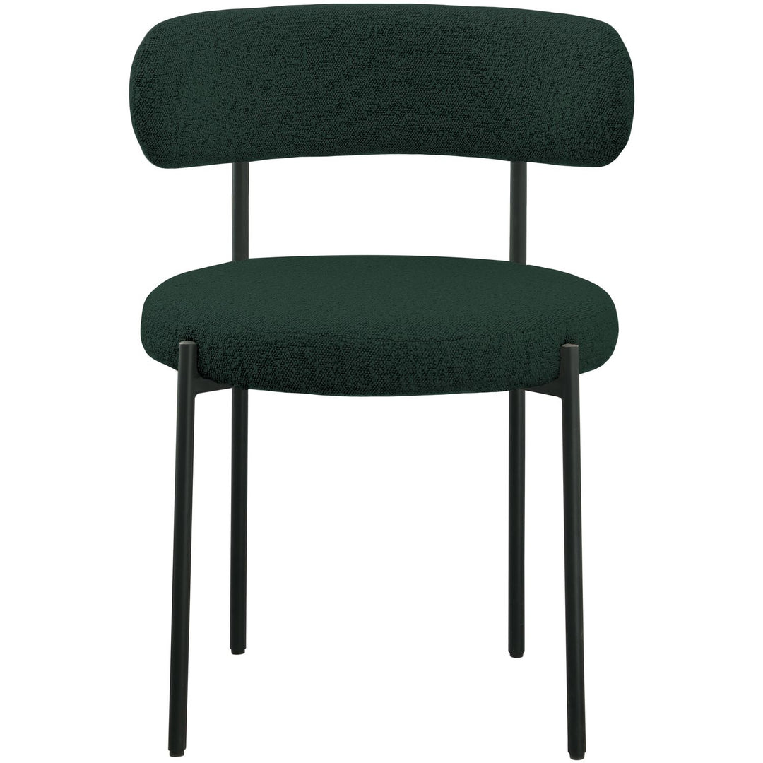 Beacon Boucle Fabric Upholstered Dining Chair — Green / Matte Black